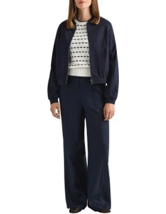 Willa Denim Bomber Jacket in Dark Indigo