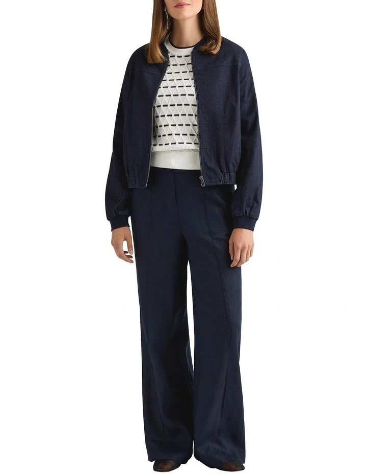 Willa Denim Bomber Jacket in Dark Indigo image 1