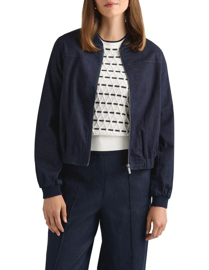 Willa Denim Bomber Jacket in Dark Indigo image 2
