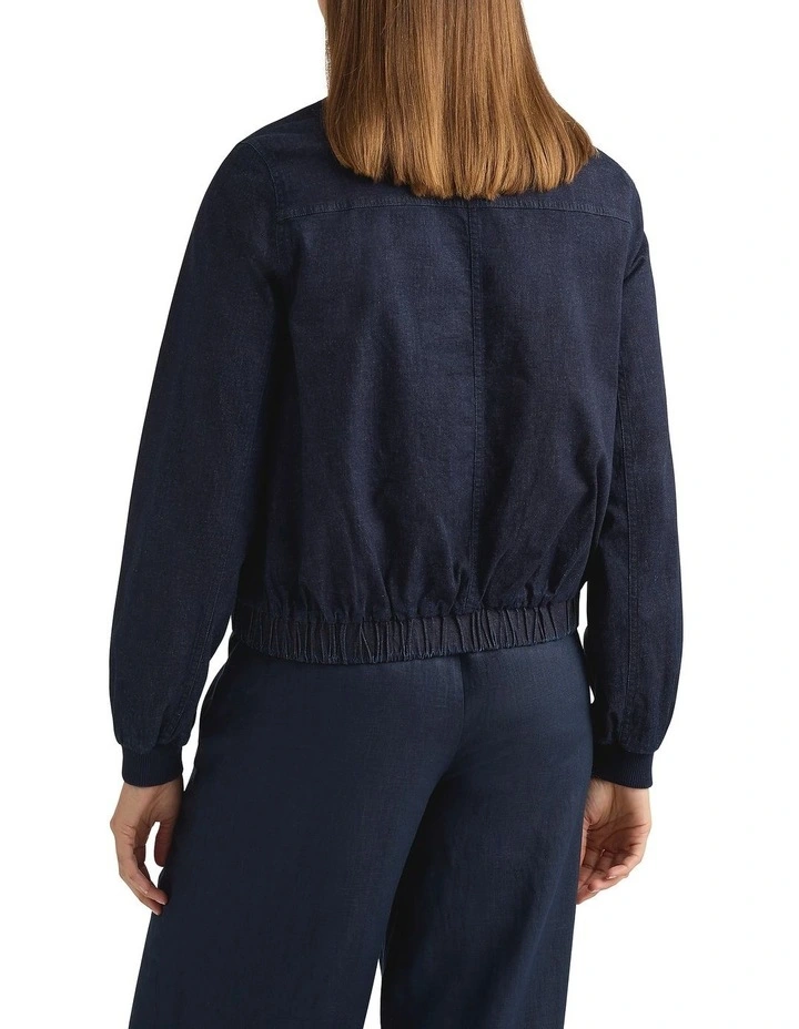 Willa Denim Bomber Jacket in Dark Indigo image 4