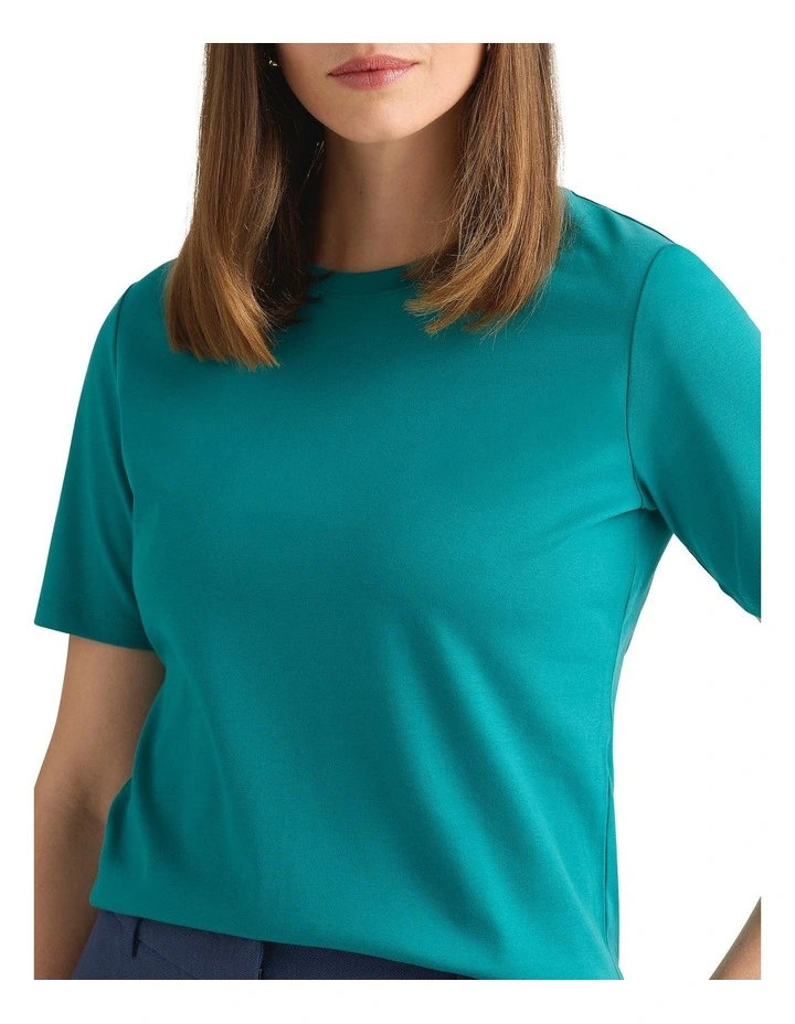 Misty Mercerised Cotton Tee in Teal image 3