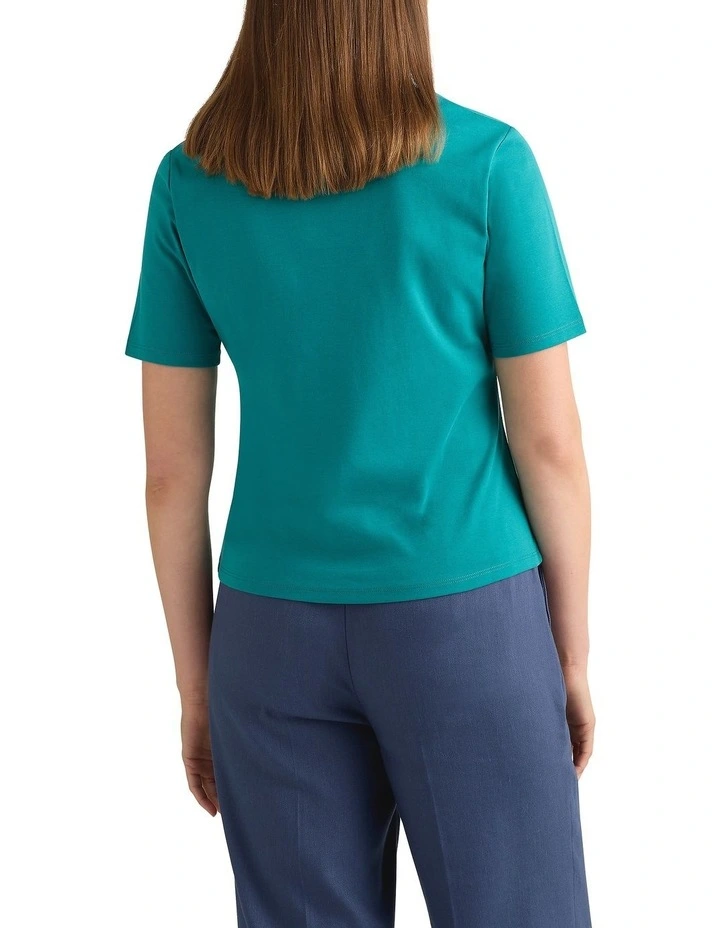 Misty Mercerised Cotton Tee in Teal image 4
