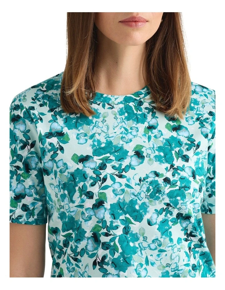 Aurinda Cotton Tee in Teal Multi image 2