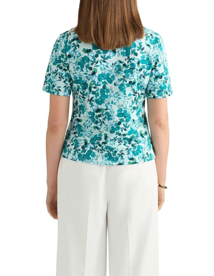 Aurinda Cotton Tee in Teal Multi image 4