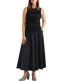 Pip Pleat Front Knit Top in Black