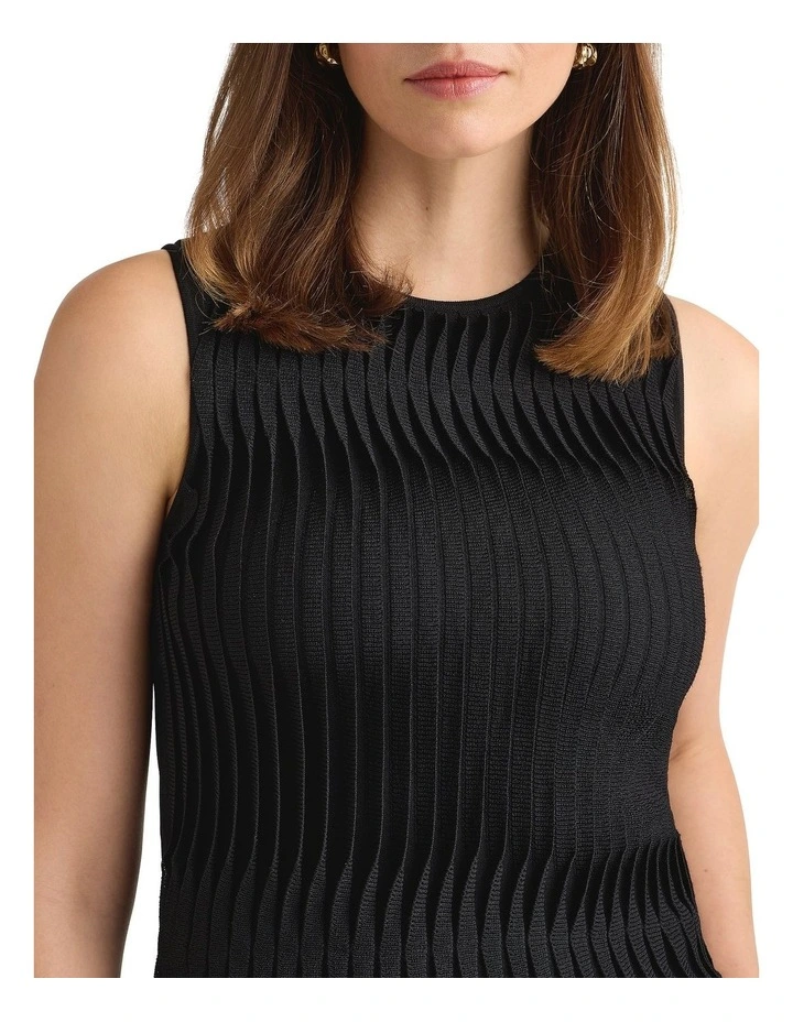 Pip Pleat Front Knit Top in Black image 3