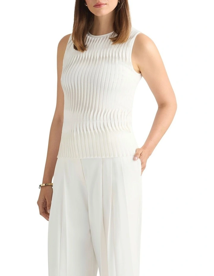 Pip Pleat Front Knit Top in Ivory image 2