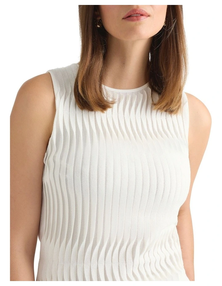 Pip Pleat Front Knit Top in Ivory image 3