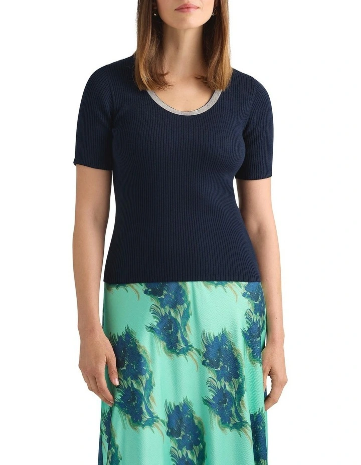 Harlan Knit Tee in Navy image 2