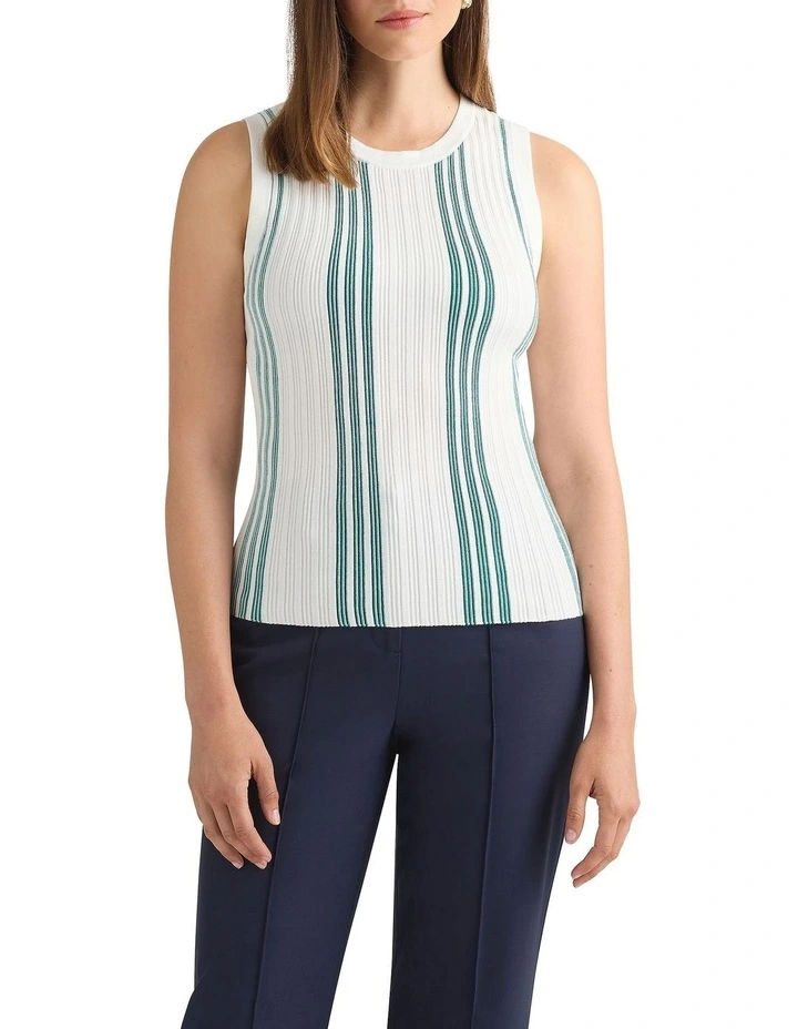 Devereaux Knit Tank in Teal Stripe image 2
