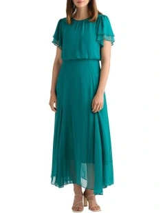 Portia Silk Dress in Teal