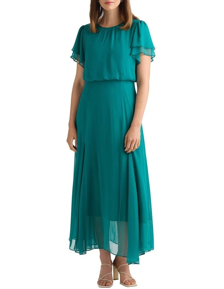 Portia Silk Dress in Teal image 1
