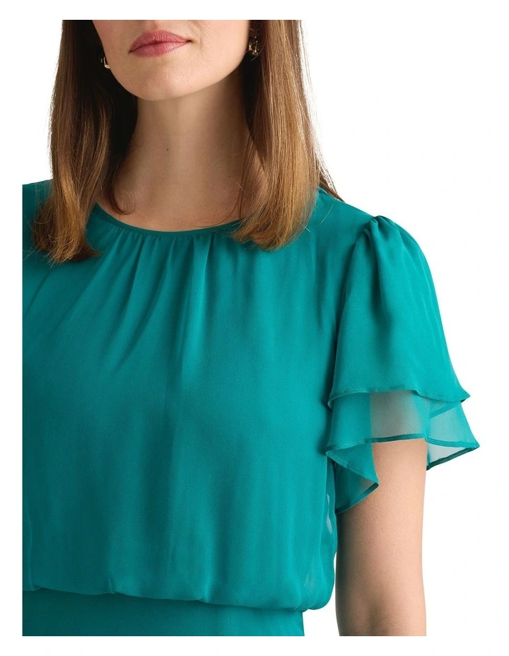 Portia Silk Dress in Teal image 2