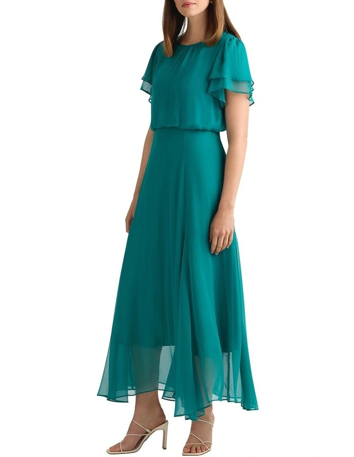 Portia Silk Dress in Teal image 3