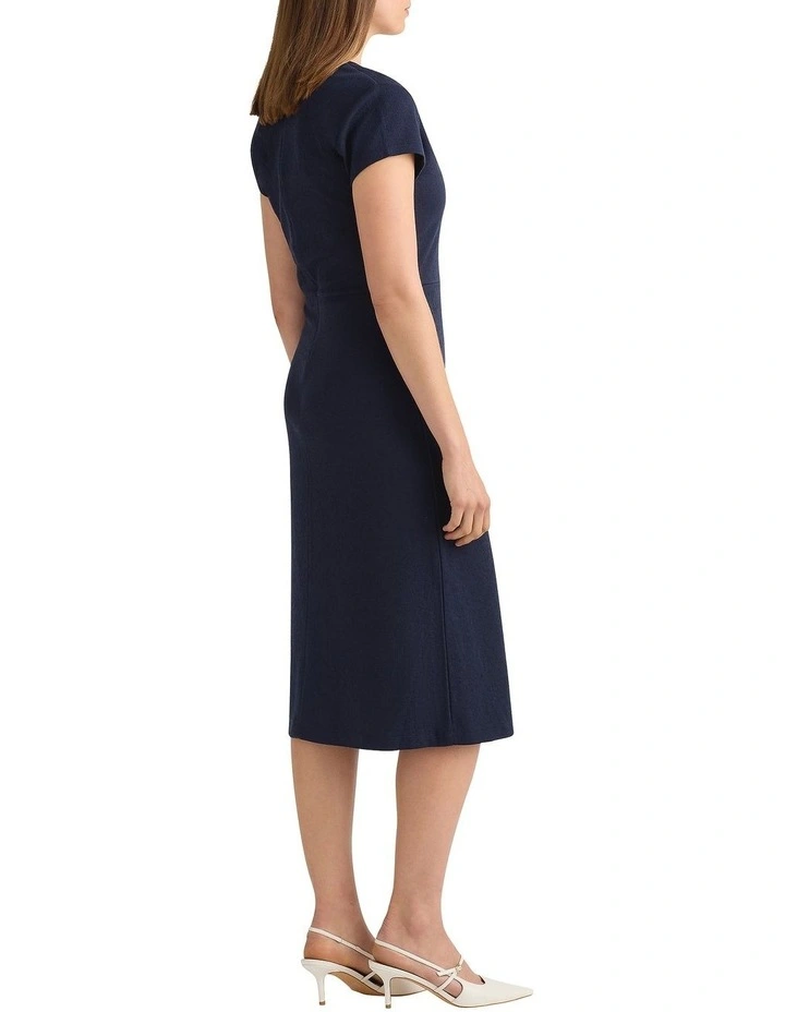 Ioni Textured Jersey Dress in Navy image 4