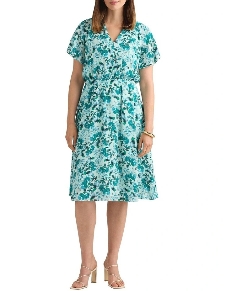 Aurinda Viscose Dress in Teal Multi image 1