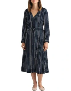 Peregrine Shirt Dress in Navy Stripe