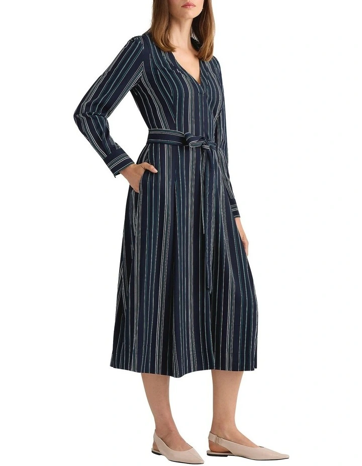Peregrine Shirt Dress in Navy Stripe image 2