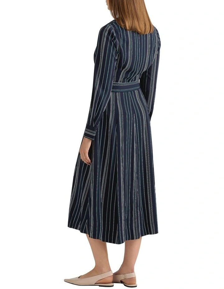 Peregrine Shirt Dress in Navy Stripe image 4
