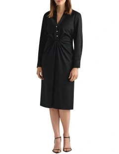 Carden Cotton Shirt Dress in Black