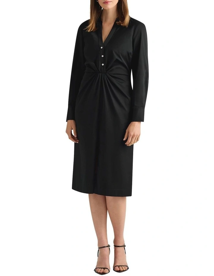 Carden Cotton Shirt Dress in Black image 1