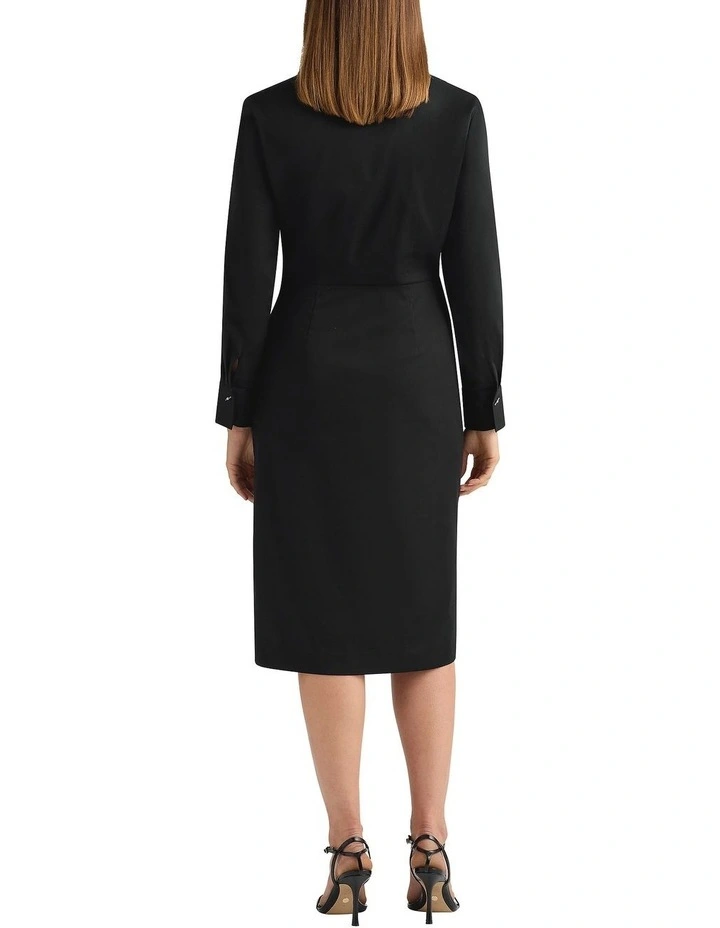 Carden Cotton Shirt Dress in Black image 4
