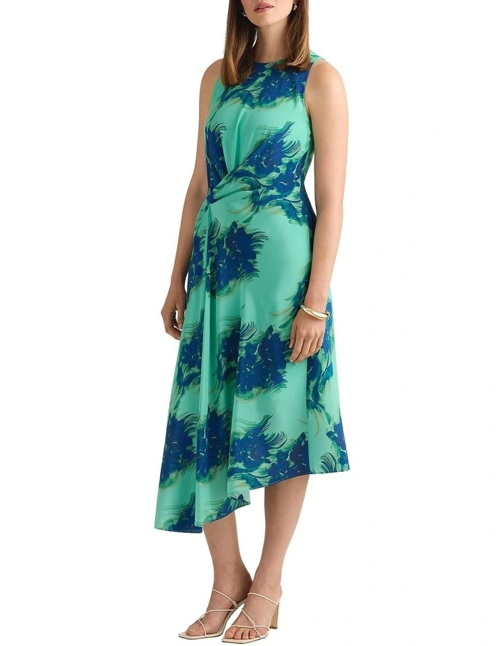 Cara Silk Dress in Seafoam Multi image 2