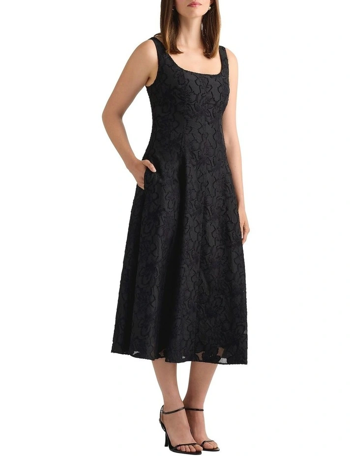 Darden Jacquard Dress in Black image 2