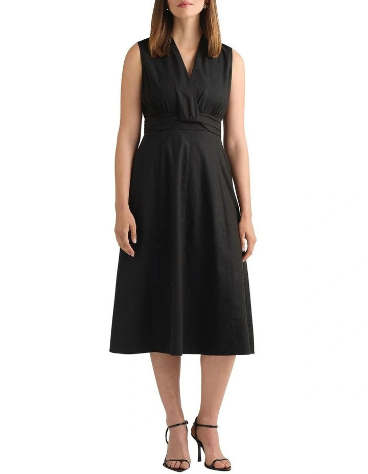 Keets Stretch Linen Dress in Black image 1