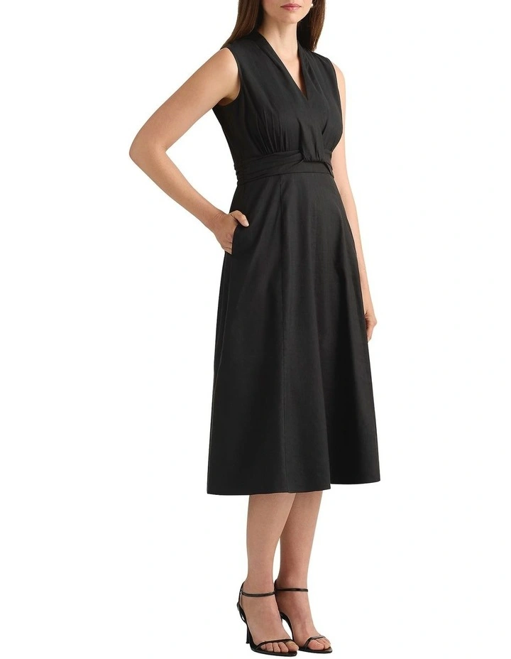 Keets Stretch Linen Dress in Black image 2