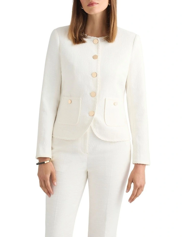 Mabon Textured Jacket in Ivory image 2