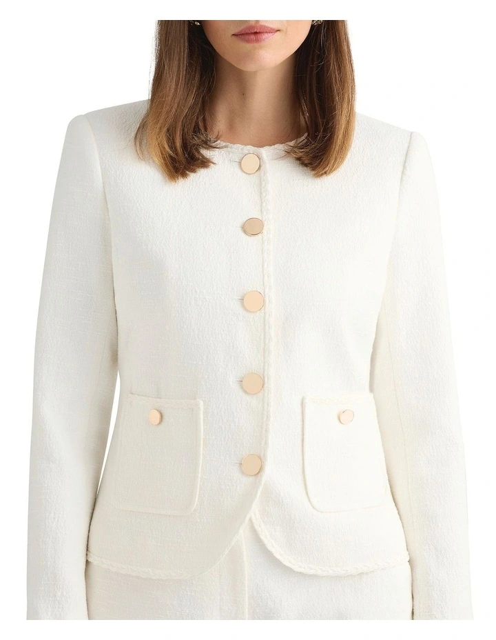 Mabon Textured Jacket in Ivory image 3
