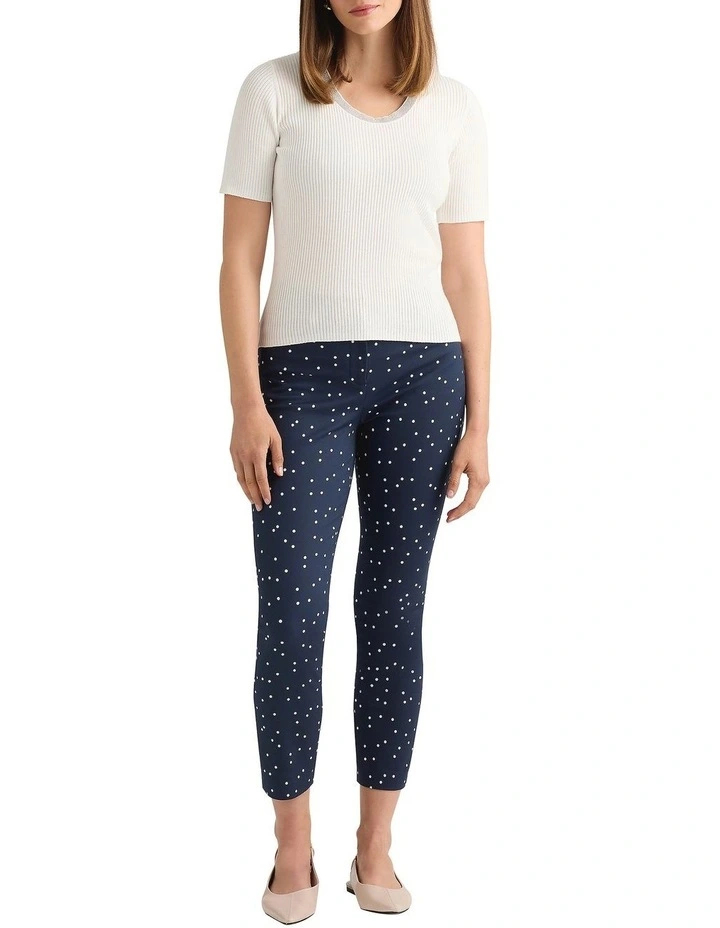 Adriana Compact Cotton Pant in Navy/Ivory image 1