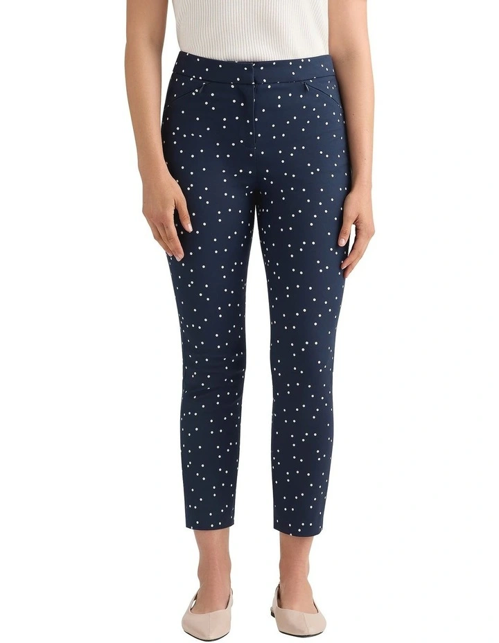 Adriana Compact Cotton Pant in Navy/Ivory image 2