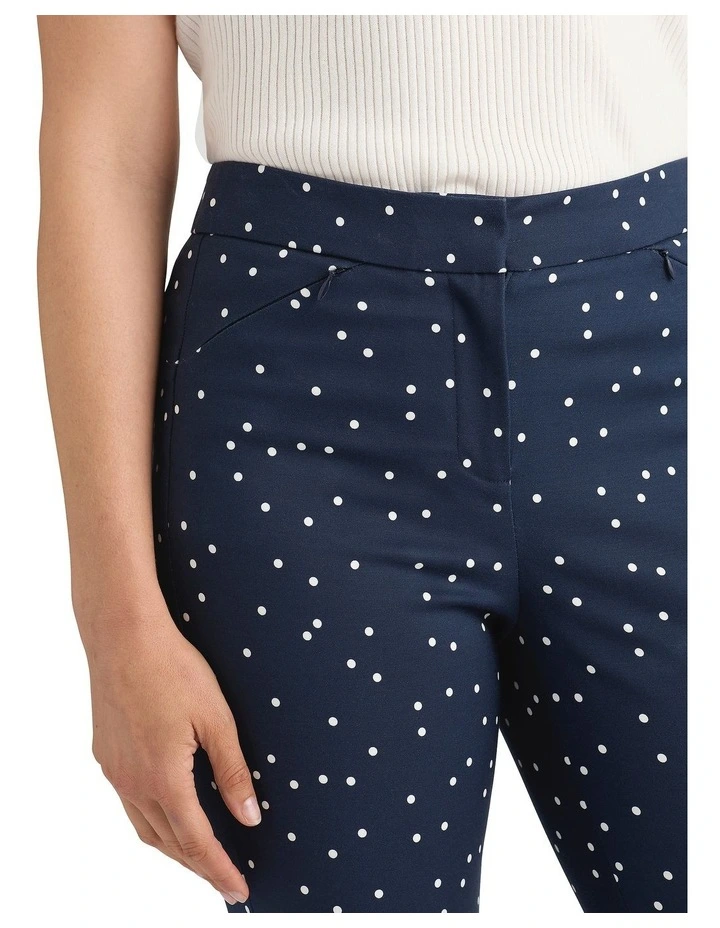 Adriana Compact Cotton Pant in Navy/Ivory image 3