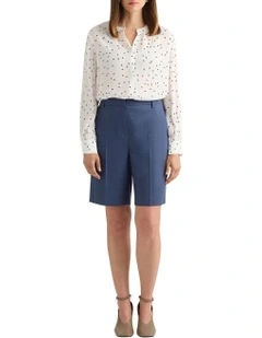 Chaya Linen Blend Short in Steel Blue