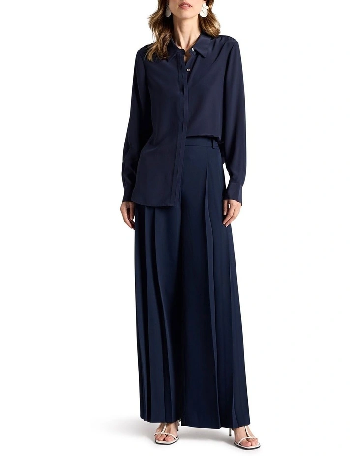 Zephyr Silk Shirt in Navy image 2