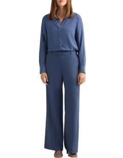 Zephyr Silk Shirt in Steel Blue