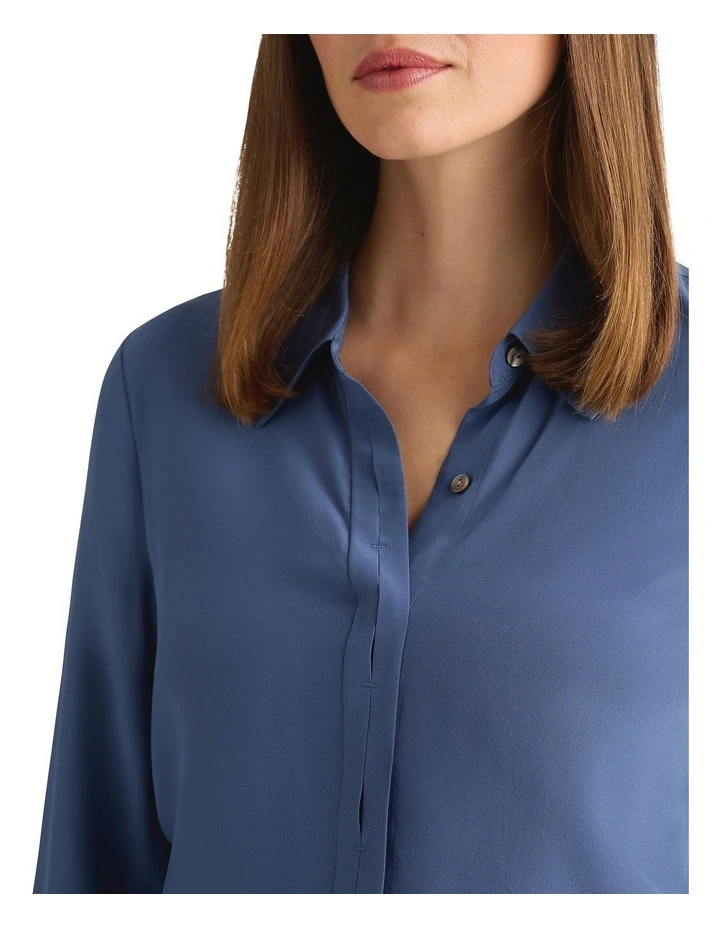 Zephyr Silk Shirt in Steel Blue image 2