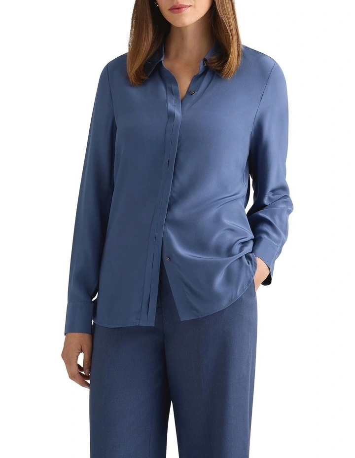 Zephyr Silk Shirt in Steel Blue image 3