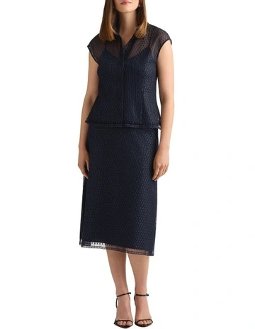 Rosette Lace Top in Navy