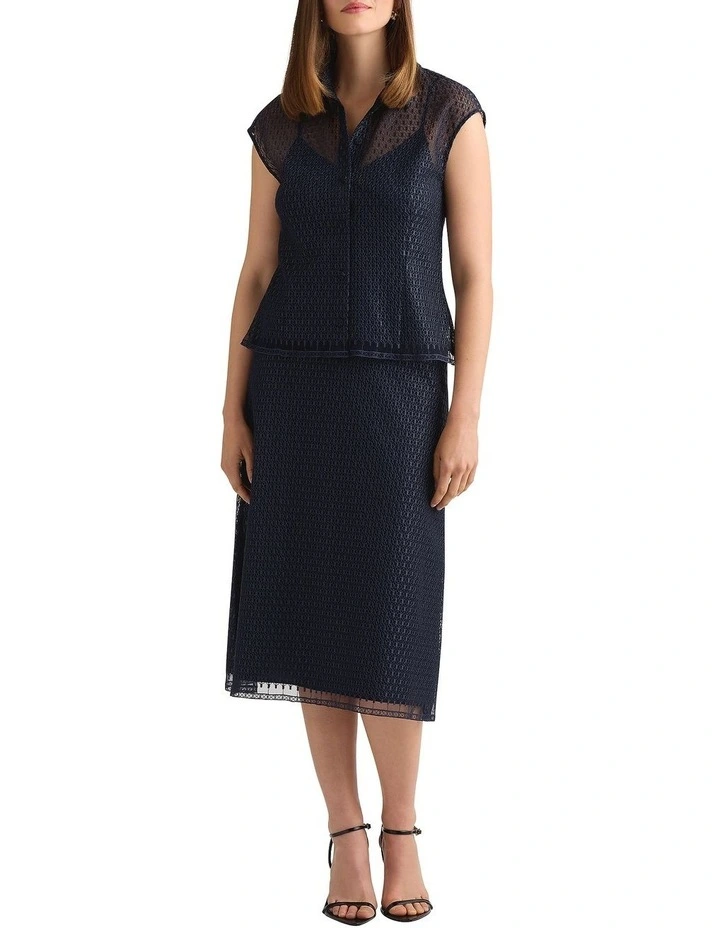 Rosette Lace Top in Navy image 1