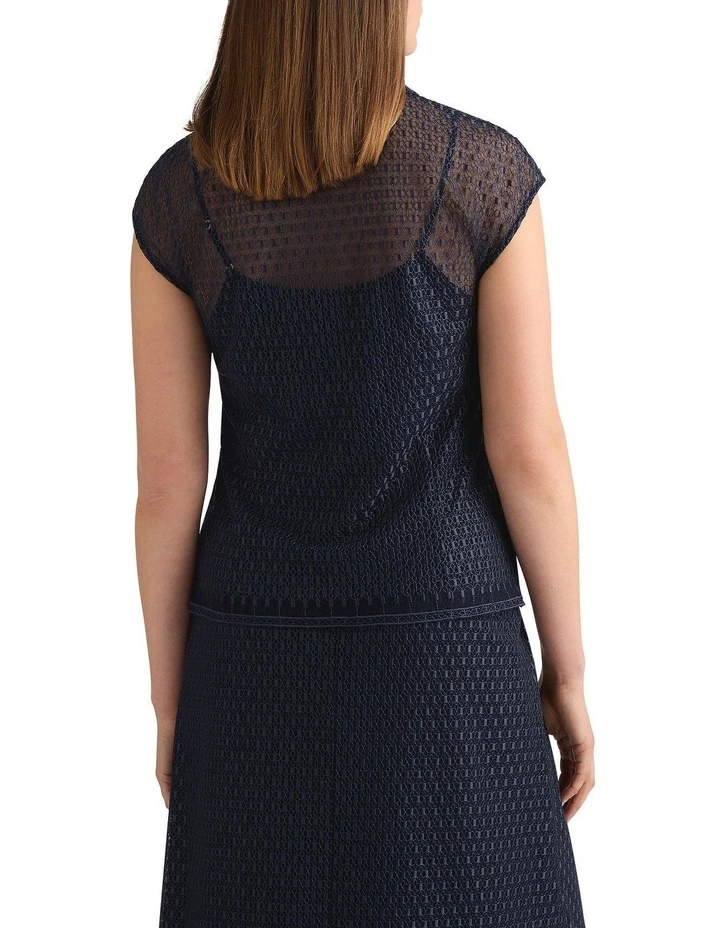 Rosette Lace Top in Navy image 4