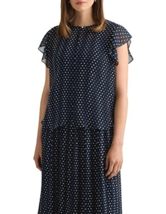 Carver Clip Spot Blouse in Navy/Ivory