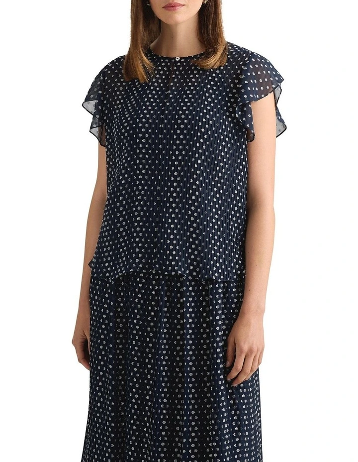 Carver Clip Spot Blouse in Navy/Ivory image 1