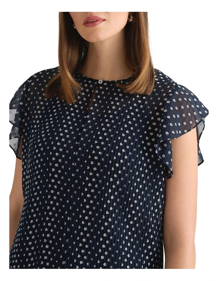 Carver Clip Spot Blouse in Navy/Ivory image 2