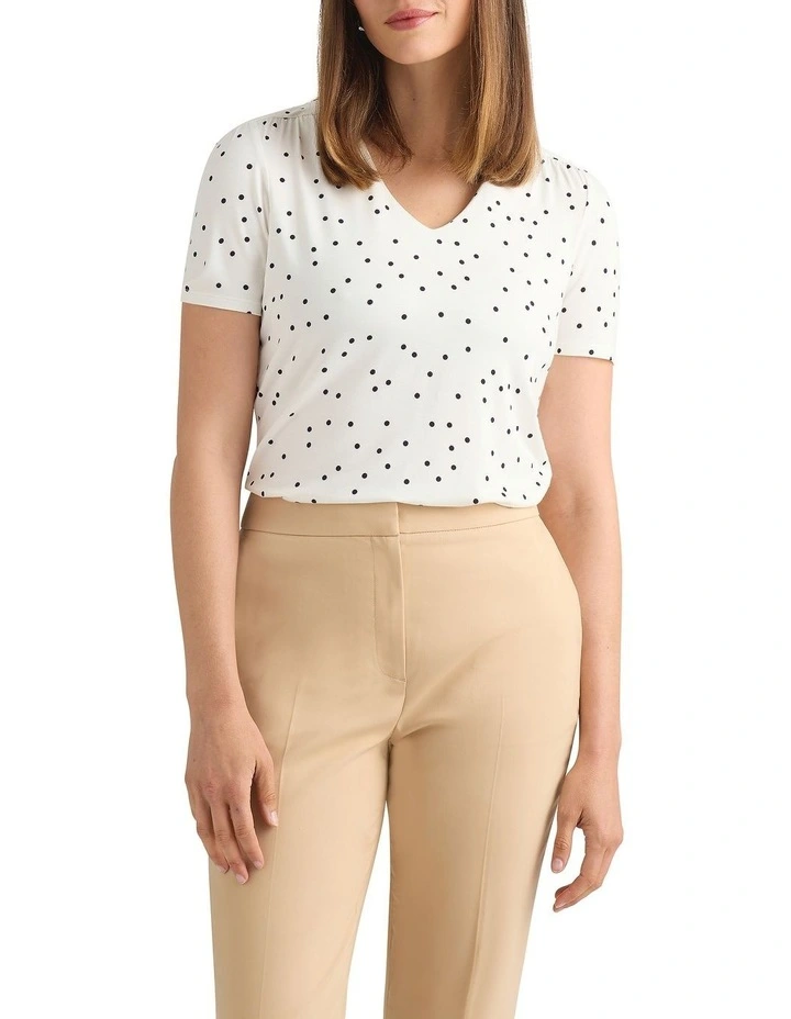 Adriana Polka Dot Tee in Ivory/Navy image 2