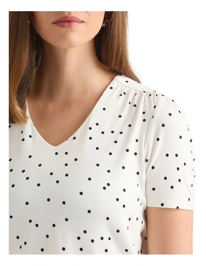 Adriana Polka Dot Tee in Ivory/Navy image 3