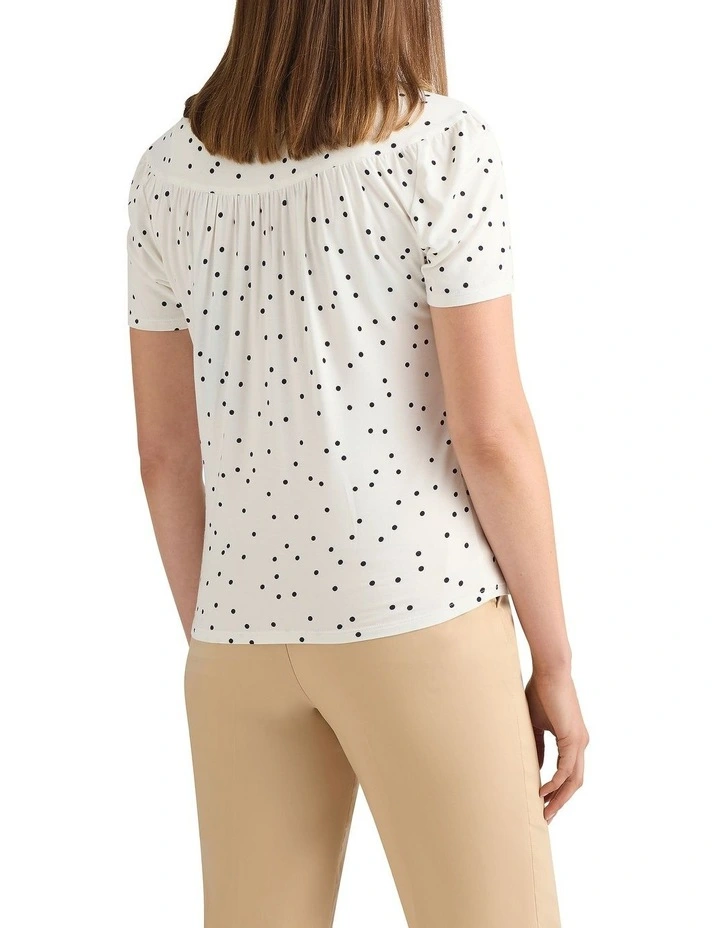 Adriana Polka Dot Tee in Ivory/Navy image 4