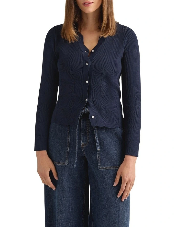 Stace Scalloped Cardigan in Navy image 2